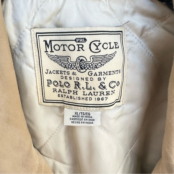 POLO RALPH LAUREN BIKER GOAT SUEDE JACKET BEIGE WOMENS SIZE XL - Picture 3 of 11